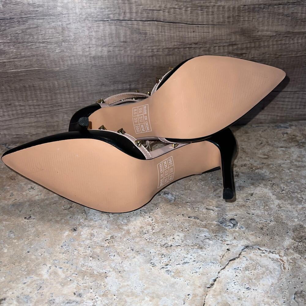 Studded Ankle Strap High Heels Stilettos Pumps Sz 8.5 Dress Shoes Formal Wedding - Picture 9 of 16